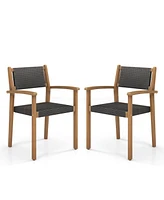 Set of 2 Stackable Outdoor Wicker Dining Chair