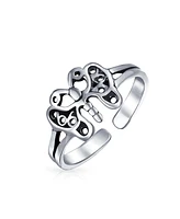 Bling Jewelry Butterfly Filigree Midi Toe Ring Oxidized Silver Sterling Band