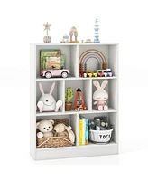 7-Cube Bookcase for Kids 41" Wooden Toy Storage Organizer Freestanding Bookshelf