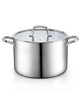 Cook N Home Stainless Steel Stockpot with Lid 12 Quart, Tri-Ply Clad Large Capacity Soup Pot, Induction Cooking pot, Silver