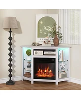 Fireplace Corner Tv Stand with Led Lights and Smart App Control for Tv