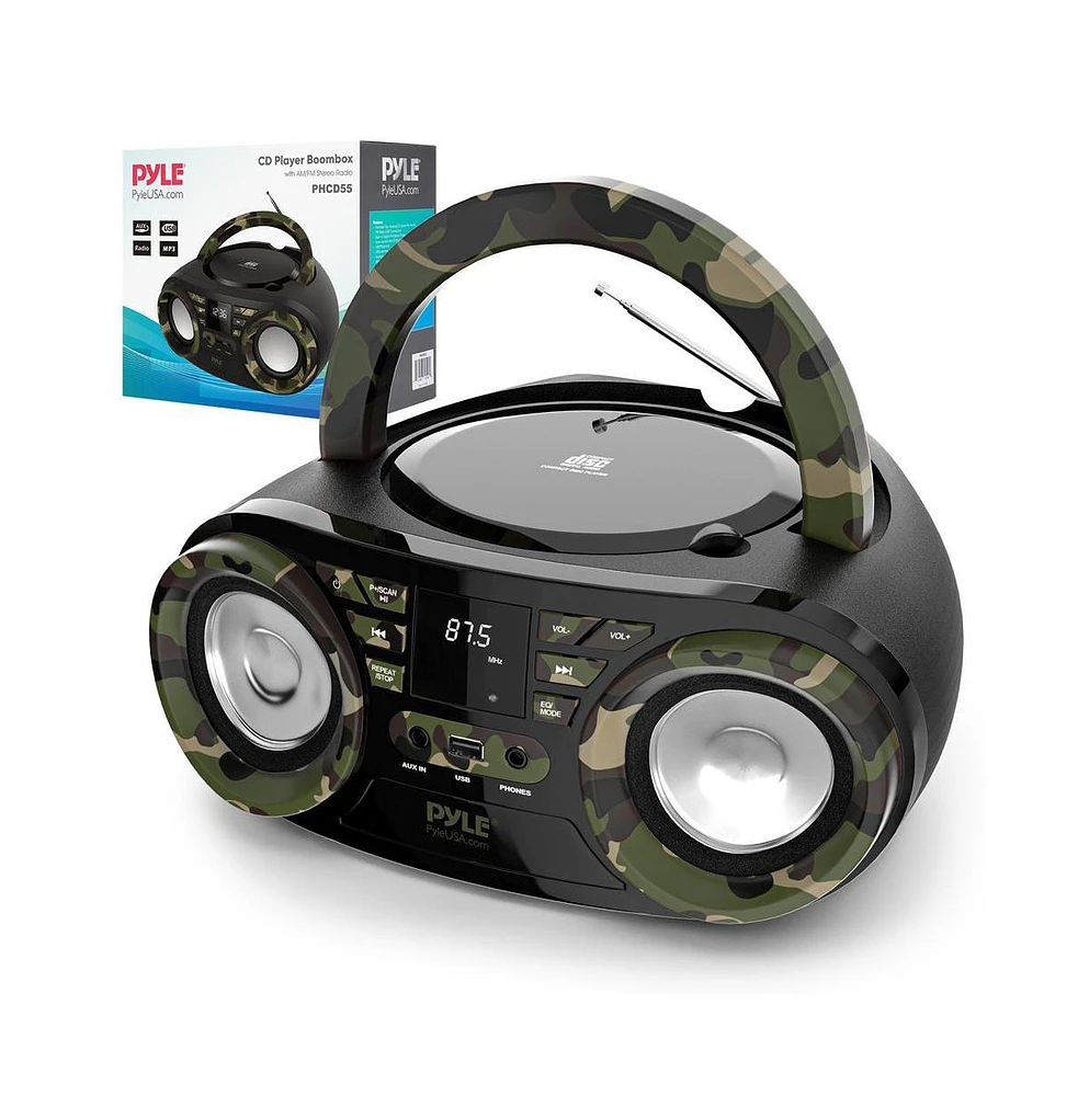 Pyle Portable Cd Player Boombox with Am/Fm Stereo and Bluetooth