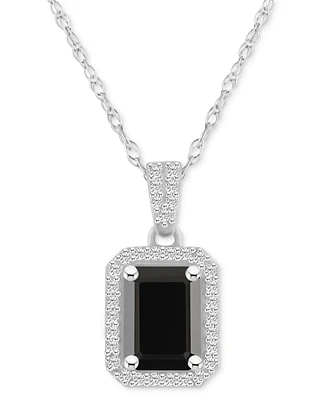 Lab Created Ruby (2 ct. t.w.) & White Sapphire (1/5 Rectangle Pendant Necklace 10k Yellow Gold