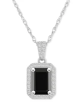 Lab Created Ruby (2 ct. t.w.) & White Sapphire (1/5 Rectangle Pendant Necklace 10k Yellow Gold