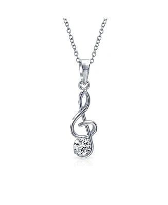 Bling Jewelry Music Teacher Student Treble Clef Pendant Necklace in Sterling Silver