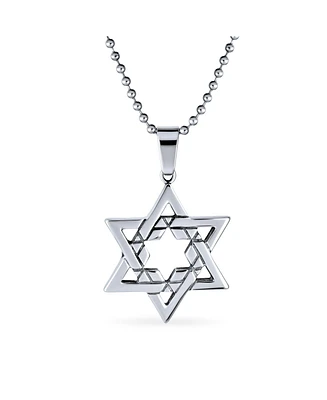 Bling Jewelry Unisex Men's Star of David Pendant Necklace for Bar Mitzvah Stainless Steel