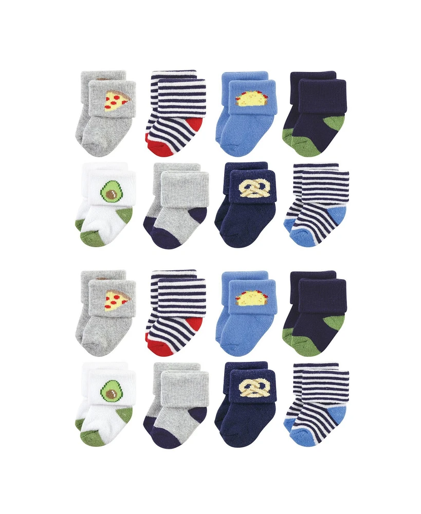 Hudson Baby Cotton Rich Terry Socks 16-Pack, Snacks, 6-12 Months