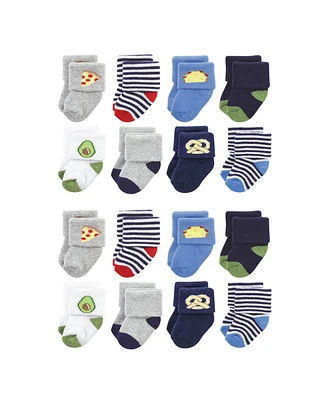 Hudson Baby Cotton Rich Terry Socks 16-Pack, Snacks, 6-12 Months