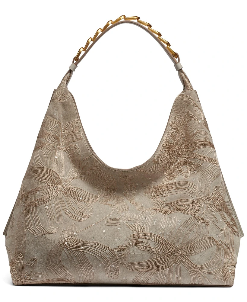 Donna Karan New York Bellmore Small Floral Embroidery Shoulder Bag