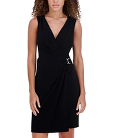 kensie Women's Sleeveless Faux-Wrap Bodycon Dress