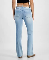 Dollhouse Juniors' Western High-Rise Belted Flare-Leg Jeans