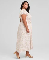 And Now This Trendy Plus Printed Puff-Sleeve Maxi Dress, Exclusively at Macy's