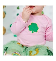 Baby Girl Shamrock Patch St. Patrick's Day Long Sleeve Bodysuit