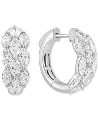 Effy Lab Grown Diamond Marquis Cluster Small Hoop Earrings (3-1/4 ct. t.w.) in 14k White Gold, 0.75"