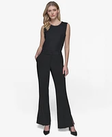 Karl Lagerfeld Paris Women's Mid-Rise Flare-Leg Pants