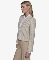 Karl Lagerfeld Paris Women's Cropped Tweed Open-Front Jacket