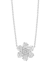 Effy Diamond Mixed Cut Flower 18" Pendant Necklace (1 ct. t.w.) in 14k White Gold