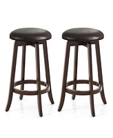 29" Counter Height Stools Set of with 360° Swivel Round Seat & Footrest