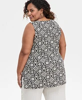 Jm Collection Plus Printed Tunic Tank, Exclusively at Macy's