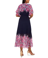 Msk Women's Chiffon Smocked-Waist Floral-Print Dress