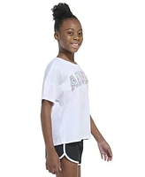 adidas Big Girls Cotton Logo Graphic Short-Sleeve Drop-Shoulder T-Shirt