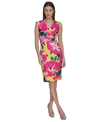 Calvin Klein Women's Floral-Print Scuba Sheath Dress