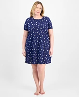 Charter Club Plus Printed Short-Sleeve Sleepshirt, Exclusively at Macy's
