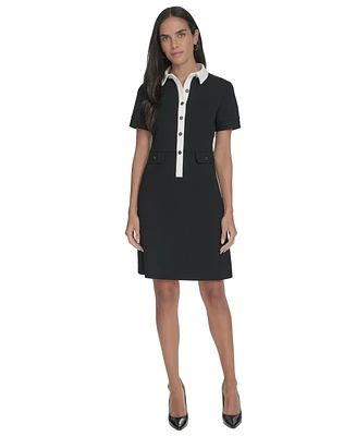 Calvin Klein Women's Short-Sleeve A-Line Scuba Shirtdress