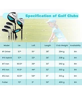 Junior Complete Golf Club Set with Stand Bag Rain Hood