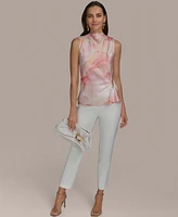 Donna Karan New York Women's Sleeveless Printed Satin Top