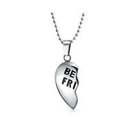 Bling Jewelry Break Apart Heart Pendant Necklace for Bff - Silver Tone Stainless Steel