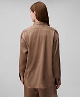 Calvin Klein Women's Matte-Satin Button-Down Shirt