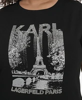 Karl Lagerfeld Paris Plus Embellished Eiffel Tower Tee, Exclusively at Macy's