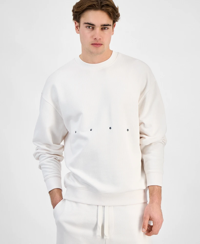 Hugo by Boss Men's Dutap Oversized-Fit Textured Palm Tree-Print Sweatshirt