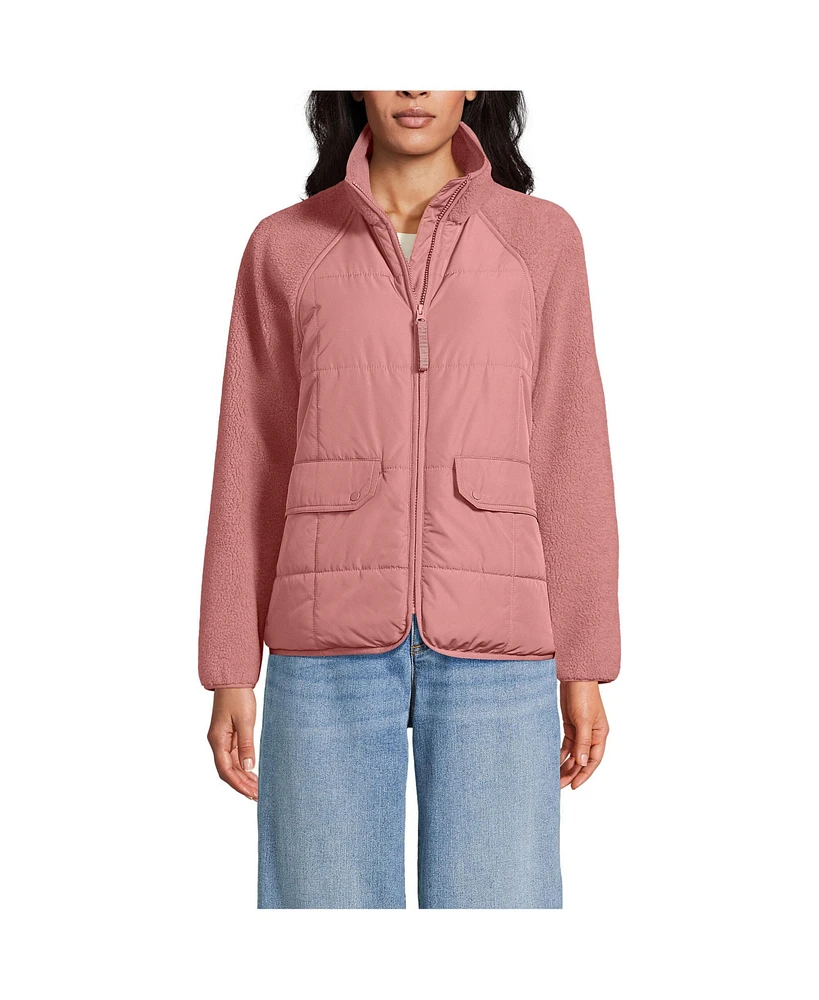 Lands' End Women's Mixed Media High Pile Fleece Jacket