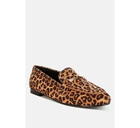 Meopa Horsebit & Studs Metallic Leopard Print Loafers