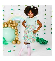 Little and Big Girls Lucky Charm St. Patrick's Day Short Sleeve Tutu Dress