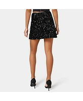 Bebe Women's Mini Sequin Ruffle Slit Skort