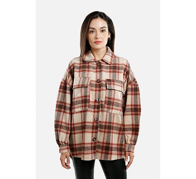 Long Sleeves Oversized Checkered Shacket