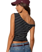 Edikted Womens Keryn Striped Asymmetric Top