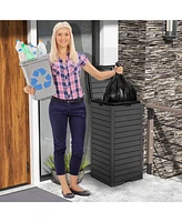 31 Gallon Large Outdoor Trash Can with Lid and Pull-out Liquid Drawer