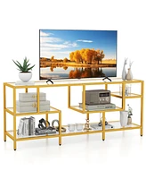 Tv Console Table with Shelves Stylish Entertainment Stand for Living Room