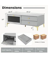 Tv Stand with Storage Compartment and Drawers Modern Entertainment Center for Living Room