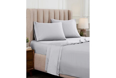 Superior Egyptian Cotton 1500 Thread Count Embroidered Marrow Stitch Hem Deep Pocket Sheet Set,Queen