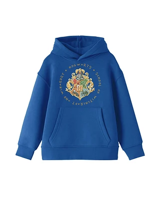 Harry Potter Boys Hogwarts School Crest Royal Blue Sweatshirt-Small