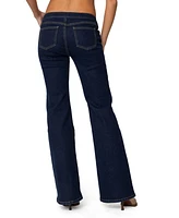 Edikted Womens Alison Low Rise Flared Jeans