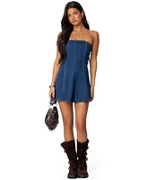 Edikted Womens Fara Strapless Denim Mini Dress