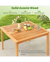 Acacia Wood Dining Square Bistro Table with Umbrella Hole