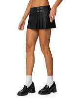 Edikted Womens Sacha Faux Leather Mini Skort