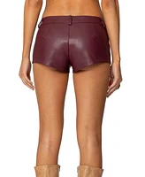 Edikted Womens Melaney Faux Leather Micro Shorts